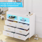 Commode bébé transformable 6 tiroirs avec plateau à langer et matelas – Commode de chambre d'enfant moderne pour articles essentiels de bébé, conception compatible technologie