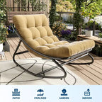 Fauteuil à bascule extérieur surdimensionné, cadre en métal, capacité de 180 kg, chaise longue à bascule confortable pour patio, véranda, jardin, balcon, salon