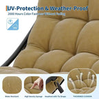Fauteuil à bascule extérieur surdimensionné, cadre en métal, capacité de 180 kg, chaise longue à bascule confortable pour patio, véranda, jardin, balcon, salon