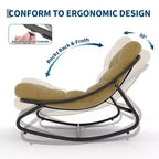Fauteuil à bascule extérieur surdimensionné, cadre en métal, capacité de 180 kg, chaise longue à bascule confortable pour patio, véranda, jardin, balcon, salon