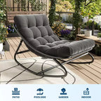 Fauteuil à bascule extérieur surdimensionné, cadre en métal, capacité de 180 kg, chaise longue à bascule confortable pour patio, véranda, jardin, balcon, salon