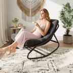Fauteuil à bascule extérieur surdimensionné, cadre en métal, capacité de 180 kg, chaise longue à bascule confortable pour patio, véranda, jardin, balcon, salon