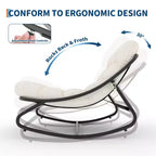Fauteuil à bascule extérieur surdimensionné, cadre en métal, capacité de 180 kg, chaise longue à bascule confortable pour patio, véranda, jardin, balcon, salon
