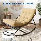 Fauteuil à bascule extérieur surdimensionné, cadre en métal, capacité de 180 kg, chaise longue à bascule confortable pour patio, véranda, jardin, balcon, salon