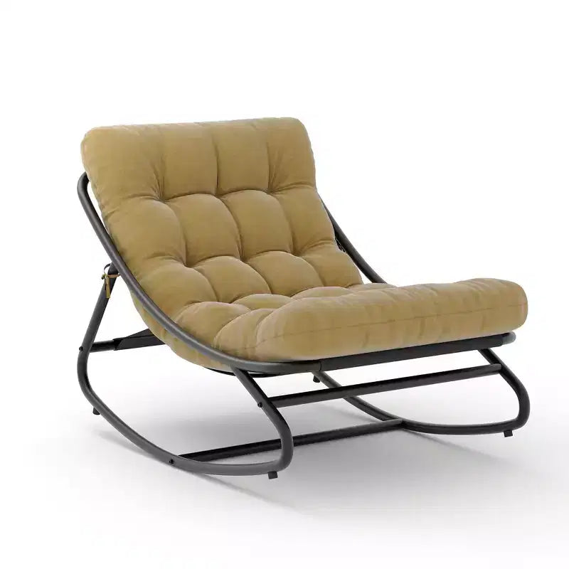 Fauteuil à bascule extérieur surdimensionné, cadre en métal, capacité de 180 kg, chaise longue à bascule confortable pour patio, véranda, jardin, balcon, salon