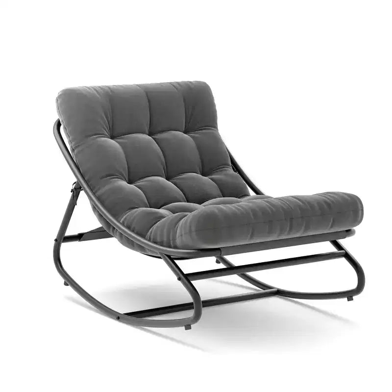Fauteuil à bascule extérieur surdimensionné, cadre en métal, capacité de 180 kg, chaise longue à bascule confortable pour patio, véranda, jardin, balcon, salon