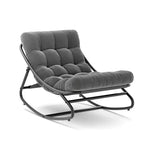 Fauteuil à bascule extérieur surdimensionné, cadre en métal, capacité de 180 kg, chaise longue à bascule confortable pour patio, véranda, jardin, balcon, salon