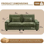 Canapé 2 places moderne Dyonery 91 avec accoudoirs de rangement pour le salon, canapé 2 places en velours côtelé avec poches latérales/chargement USB et porte-gobelets, assise profonde