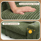 Canapé 2 places moderne Dyonery 91 avec accoudoirs de rangement pour le salon, canapé 2 places en velours côtelé avec poches latérales/chargement USB et porte-gobelets, assise profonde