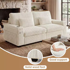 Canapé 2 places moderne Dyonery 91 avec accoudoirs de rangement pour le salon, canapé 2 places en velours côtelé avec poches latérales/chargement USB et porte-gobelets, assise profonde