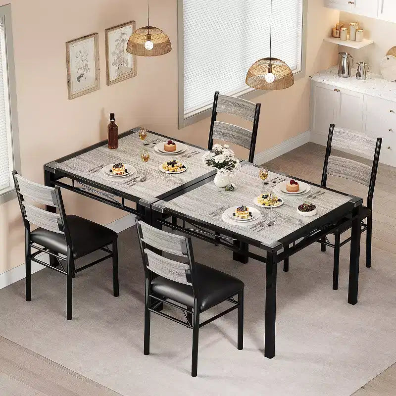 Ensemble de salle à manger Garvee pour 2 personnes avec protège-coins, ensemble de table de salle à manger pour 2 avec chaises rembourrées pour cuisine, appartement, gris rétro