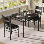 Ensemble de salle à manger Garvee pour 2 personnes avec protège-coins, ensemble de table de salle à manger pour 2 avec chaises rembourrées pour cuisine, appartement, gris rétro