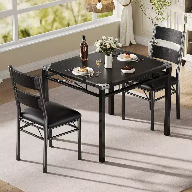 Ensemble de salle à manger Garvee pour 2 personnes avec protège-coins, ensemble de table de salle à manger pour 2 avec chaises rembourrées pour cuisine, appartement, gris rétro