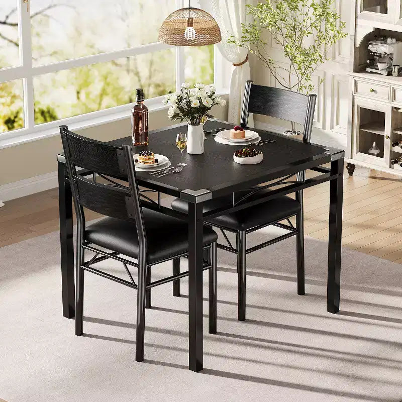 Ensemble de salle à manger Garvee pour 2 personnes avec protège-coins, ensemble de table de salle à manger pour 2 avec chaises rembourrées pour cuisine, appartement, gris rétro