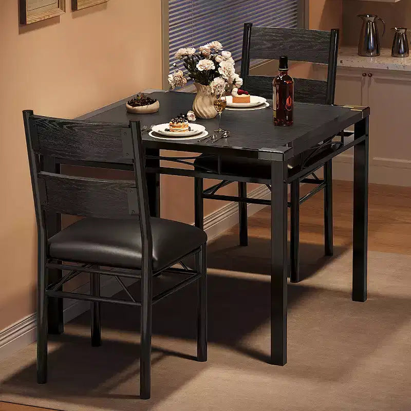 Ensemble de salle à manger Garvee pour 2 personnes avec protège-coins, ensemble de table de salle à manger pour 2 avec chaises rembourrées pour cuisine, appartement, gris rétro