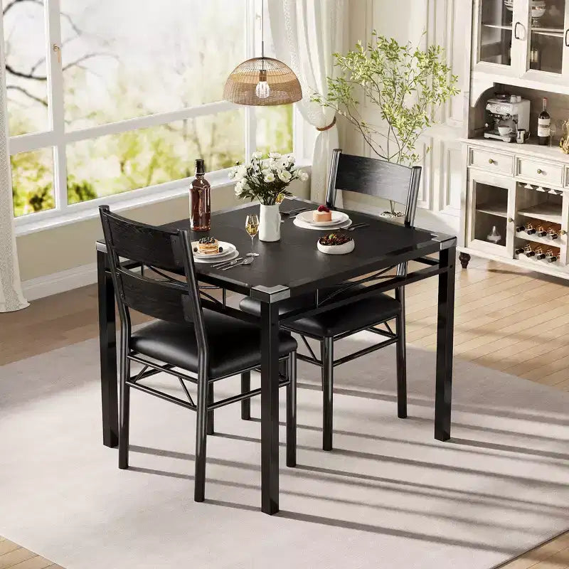 Ensemble de salle à manger Garvee pour 2 personnes avec protège-coins, ensemble de table de salle à manger pour 2 avec chaises rembourrées pour cuisine, appartement, gris rétro