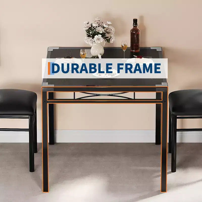 Ensemble de salle à manger Garvee pour 2 personnes avec protège-coins, ensemble de table de salle à manger pour 2 avec chaises rembourrées pour cuisine, appartement, gris rétro