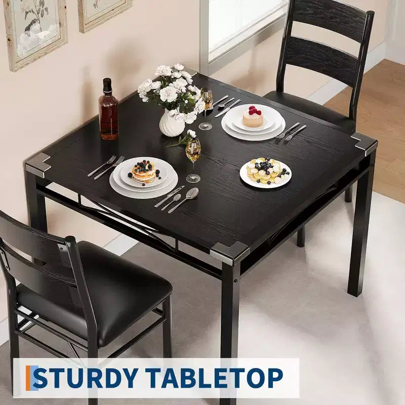 Ensemble de salle à manger Garvee pour 2 personnes avec protège-coins, ensemble de table de salle à manger pour 2 avec chaises rembourrées pour cuisine, appartement, gris rétro