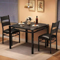 Garvee Dining Table Set for 2 with Corner Protector, Dining Room Table Set for 2 with Upholstered Chairs for Kitchen, Apartment, Retro Gray