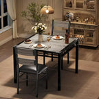 Ensemble de salle à manger Garvee pour 2 personnes avec protège-coins, ensemble de table de salle à manger pour 2 avec chaises rembourrées pour cuisine, appartement, gris rétro