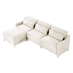 Homy Casa Canapé 3 places en chenille avec pouf mobile, canapé sectionnel modulable rembourré pour salon