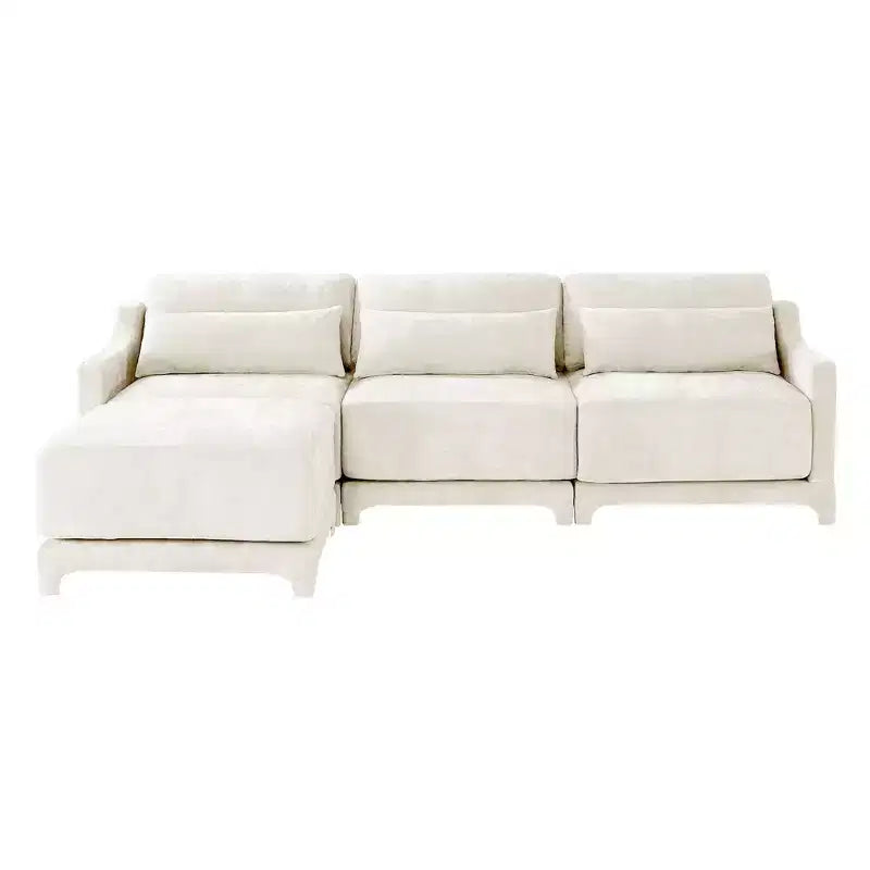 Homy Casa Canapé 3 places en chenille avec pouf mobile, canapé sectionnel modulable rembourré pour salon