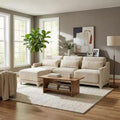 Homy Casa 3-Seater Chenille Sofa with Movable Ottoman, Modular Upholstered Sectional Couch for Living Room