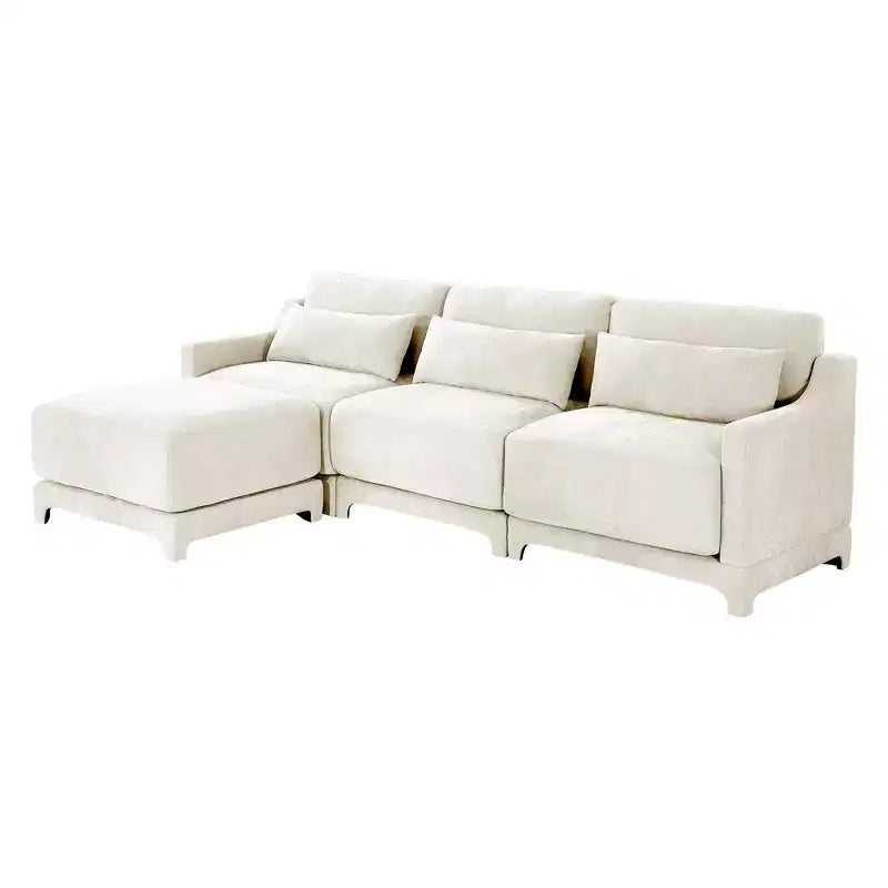 Homy Casa Canapé 3 places en chenille avec pouf mobile, canapé sectionnel modulable rembourré pour salon