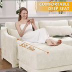 Homy Casa Canapé 3 places en chenille avec pouf mobile, canapé sectionnel modulable rembourré pour salon