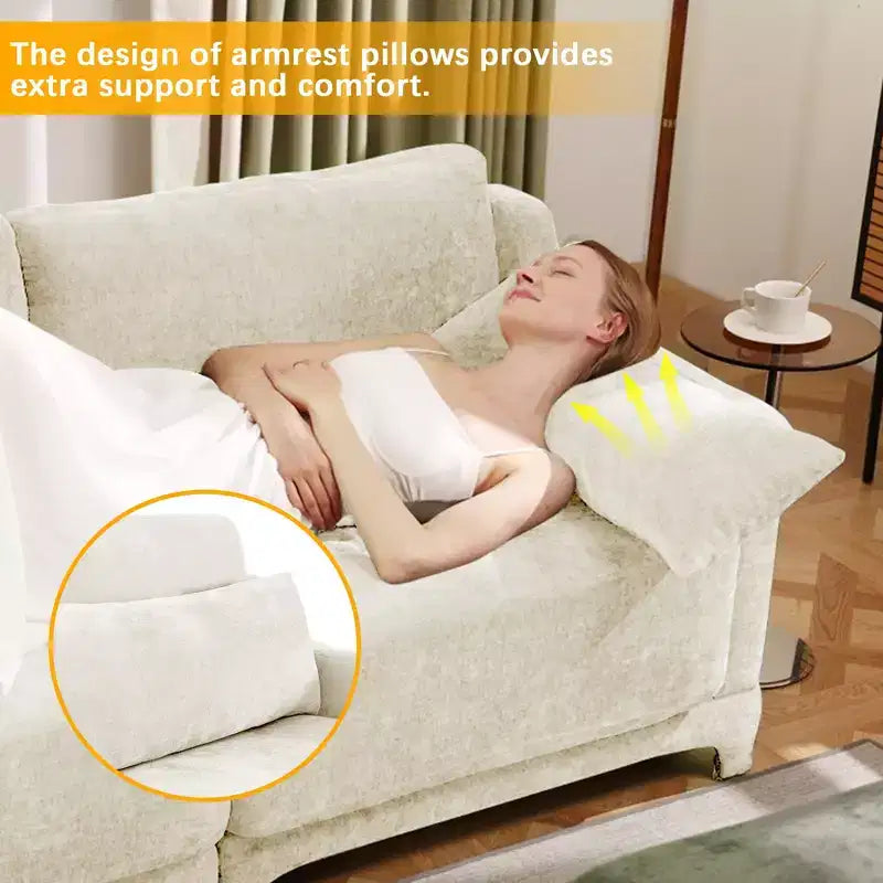 Homy Casa Canapé 3 places en chenille avec pouf mobile, canapé sectionnel modulable rembourré pour salon