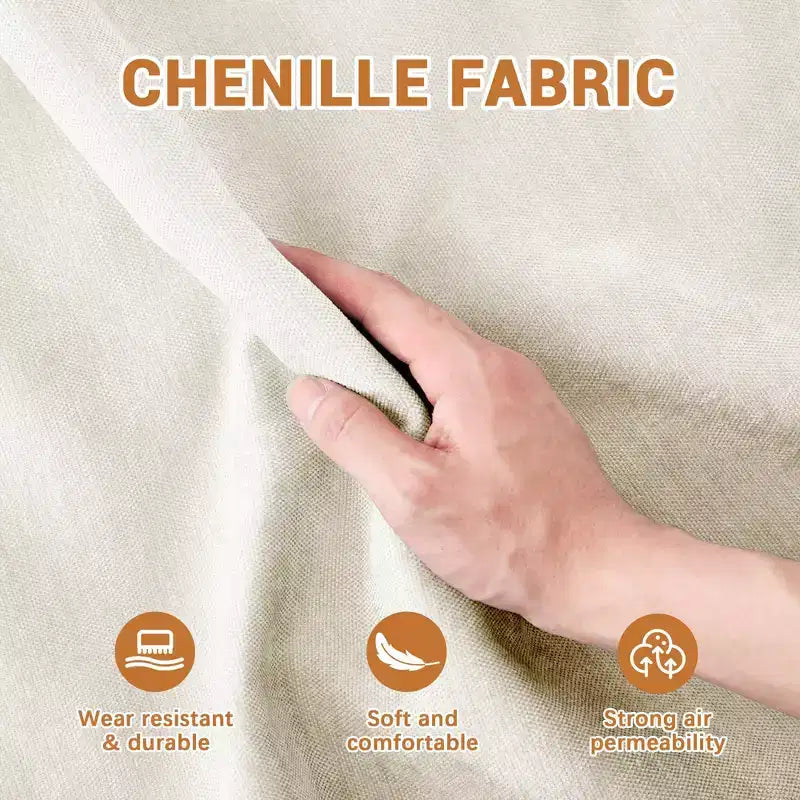 Homy Casa Canapé 3 places en chenille avec pouf mobile, canapé sectionnel modulable rembourré pour salon