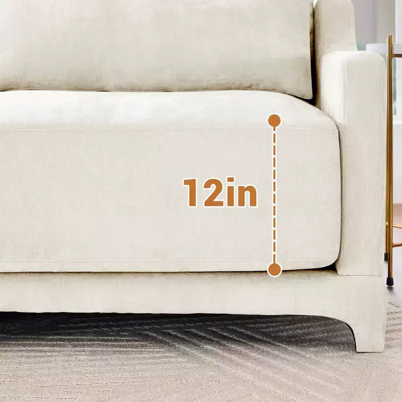 Homy Casa Canapé 3 places en chenille avec pouf mobile, canapé sectionnel modulable rembourré pour salon
