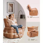 Fauteuil inclinable à bascule surdimensionné pivotant à 360° avec massage réglable, fauteuil confort inclinable en cuir PU pour chambre de bébé, chambre à coucher, salon