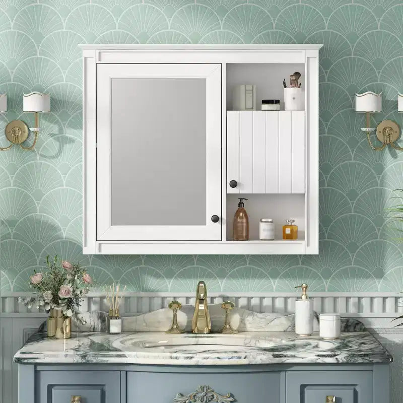 GDFStudio Tanner 32'' Wall Mounted Bathroom Medicine Cabinet with Mirror and 3 Shelves
