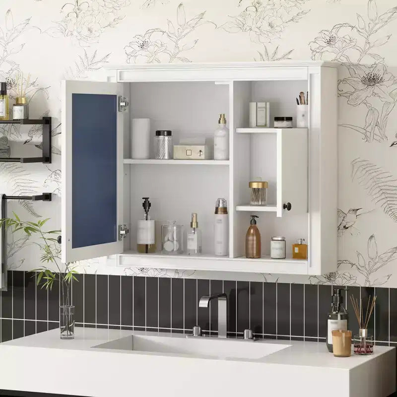 Meuble de salle de bain mural GDFStudio Tanner 32'' avec miroir et 3 étagères