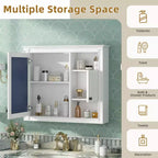 Meuble de salle de bain mural GDFStudio Tanner 32'' avec miroir et 3 étagères