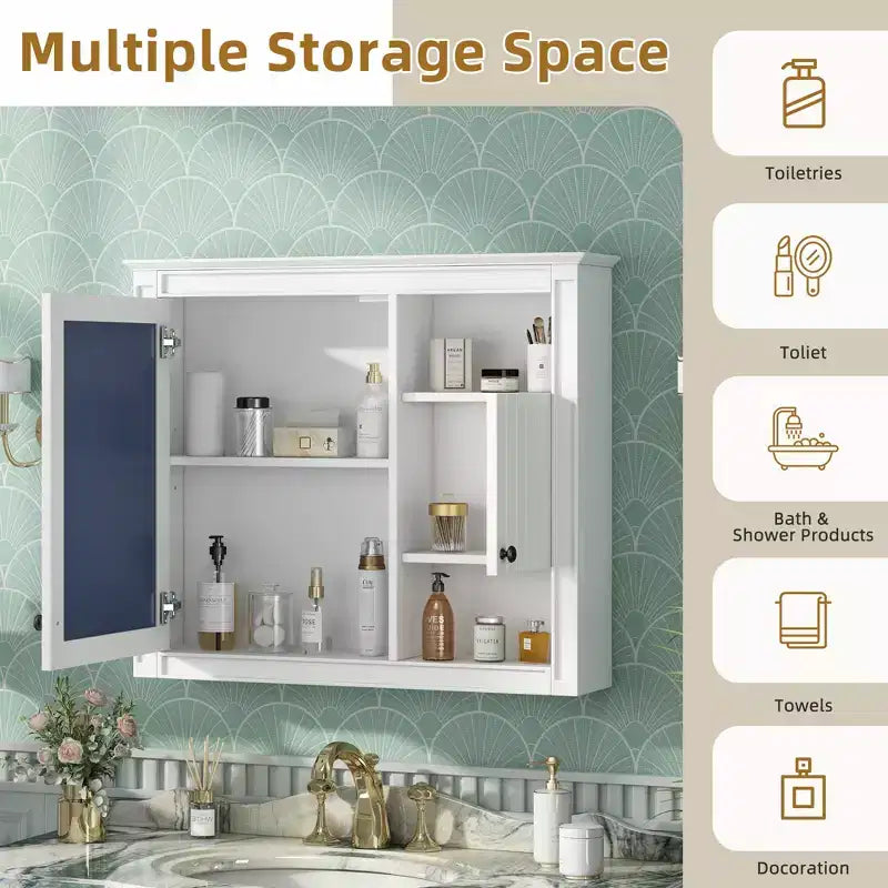 Meuble de salle de bain mural GDFStudio Tanner 32'' avec miroir et 3 étagères