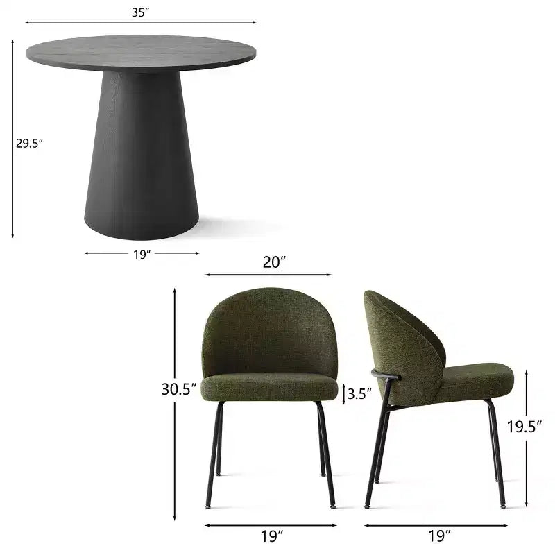 Ensemble table à manger ronde 5 pièces, table à trépied 35 et chaises d'appoint rembourrées pour cuisine ou petite salle à manger-Panipeachy