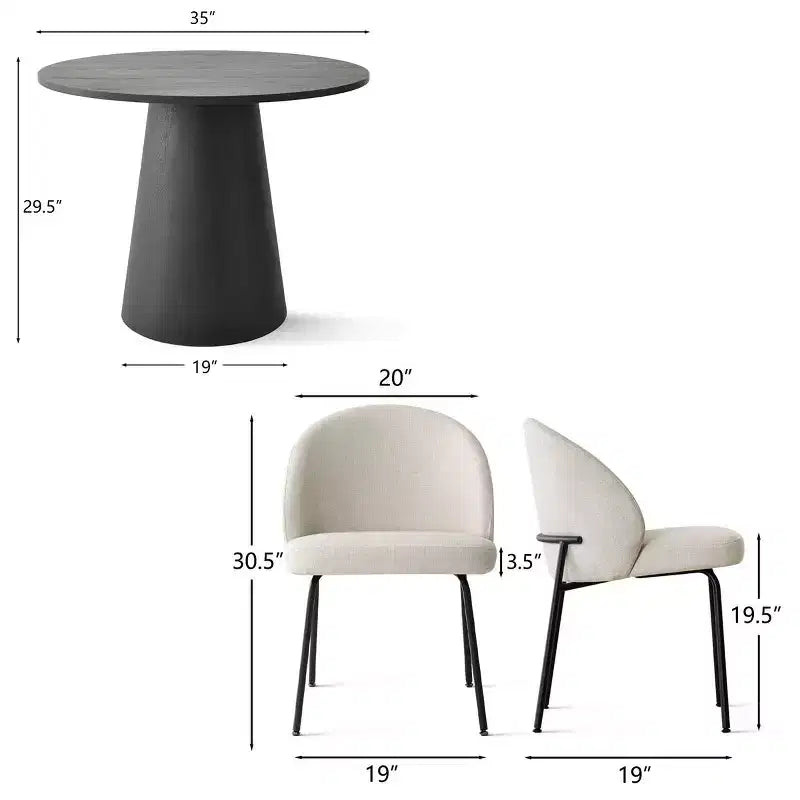 Ensemble table à manger ronde 5 pièces, table à trépied 35 et chaises d'appoint rembourrées pour cuisine ou petite salle à manger-Panipeachy