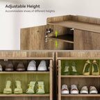 Meuble à chaussures Lantine avec portes et pieds en bois, étagère à chaussures de ferme à 5 niveaux avec 4 étagères réglables pour entrée, foyer, couloir, marron rustique