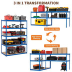 Étagères de rangement de garage à 5 niveaux, étagère métallique de 2500 livres pour garage, industrie, entrepôt, cuisine, placard, 60 L x 24 P x 71 H, bleu