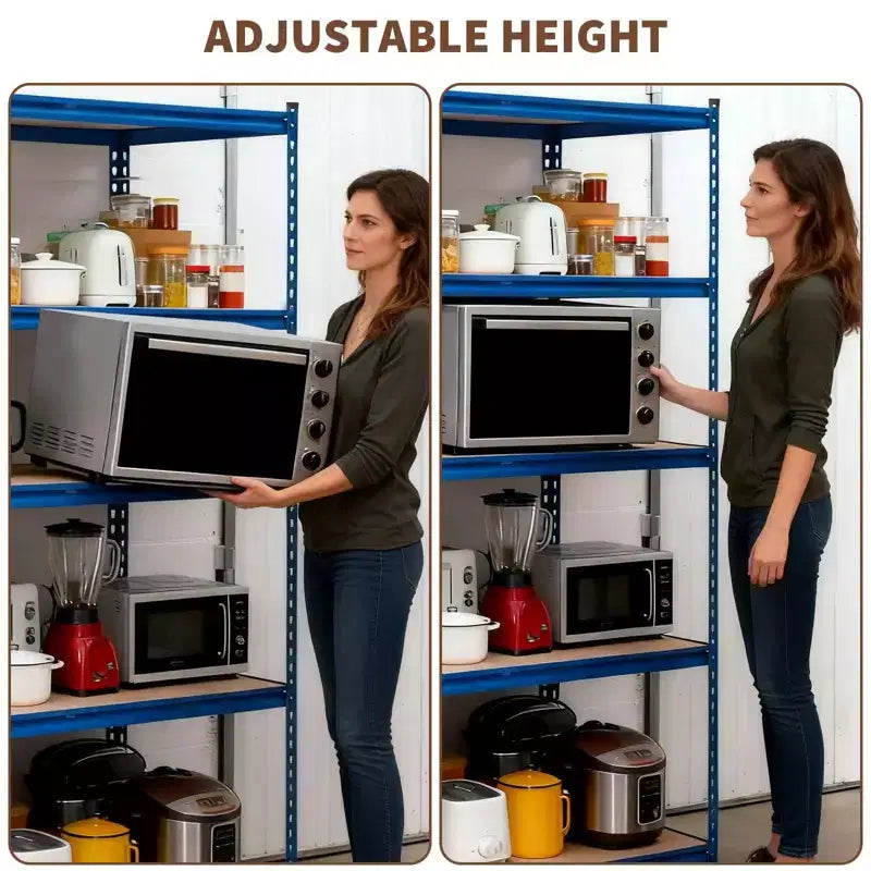 Étagères de rangement de garage à 5 niveaux, étagère métallique de 2500 livres pour garage, industrie, entrepôt, cuisine, placard, 60 L x 24 P x 71 H, bleu