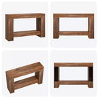Console de ferme en bois à 2 niveaux avec étagère de rangement, longue table d'appoint pour entrée, salon, couloir et derrière le canapé