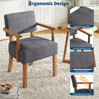 Fauteuil d'appoint en tissu de lin, fauteuil du milieu du siècle moderne à rayures verticales, fauteuil de lecture à cadre en bois pour salon
