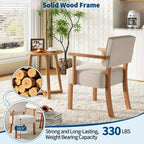 Fauteuil d'appoint en tissu de lin, fauteuil du milieu du siècle moderne à rayures verticales, fauteuil de lecture à cadre en bois pour salon