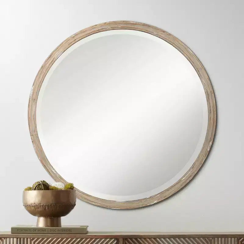 Lot de 2 miroirs muraux ronds Uttermost Greta Faux Bois de 86 cm