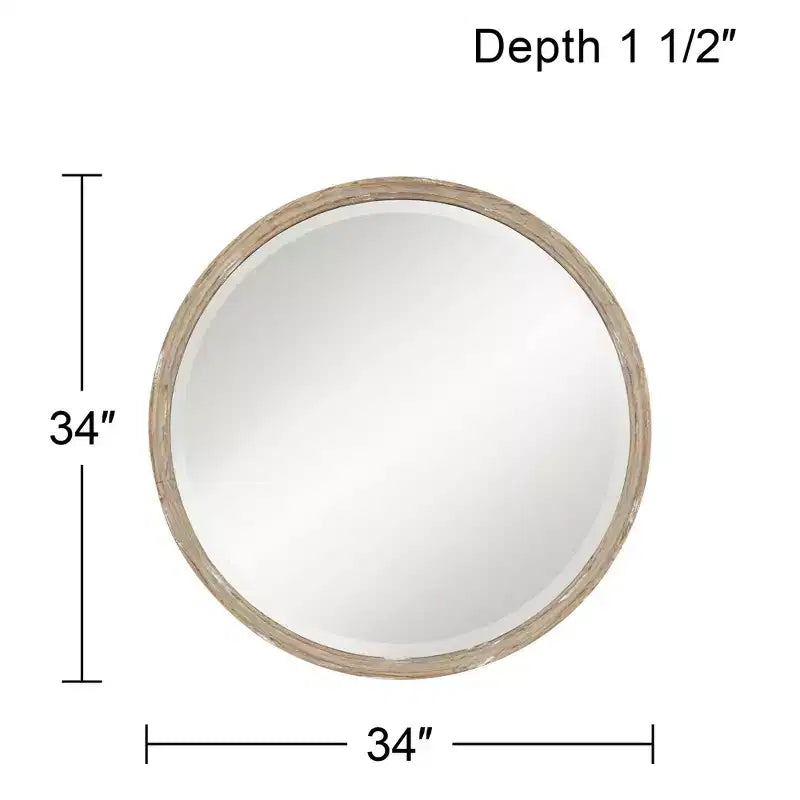 Lot de 2 miroirs muraux ronds Uttermost Greta Faux Bois de 86 cm