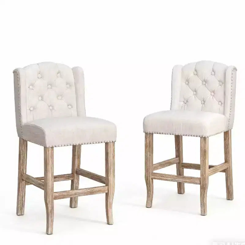Tabourets de bar rembourrés touffetés en bois d'hévéa à dossier haut contemporains Evelina de Christopher Knight Home (lot de 2)