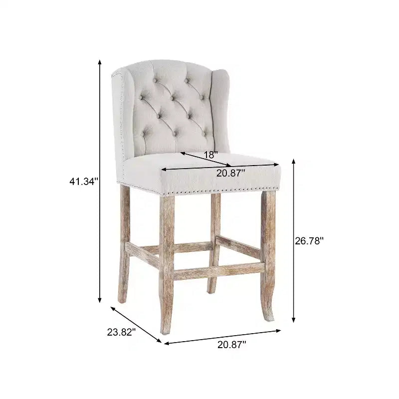 Tabourets de bar rembourrés touffetés en bois d'hévéa à dossier haut contemporains Evelina de Christopher Knight Home (lot de 2)