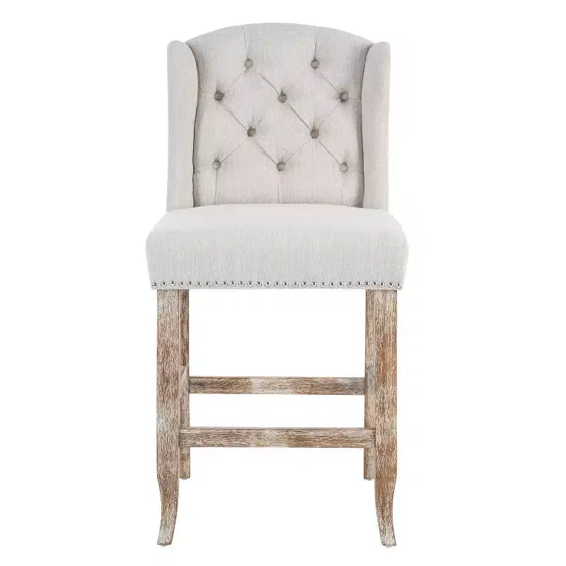 Tabourets de bar rembourrés touffetés en bois d'hévéa à dossier haut contemporains Evelina de Christopher Knight Home (lot de 2)